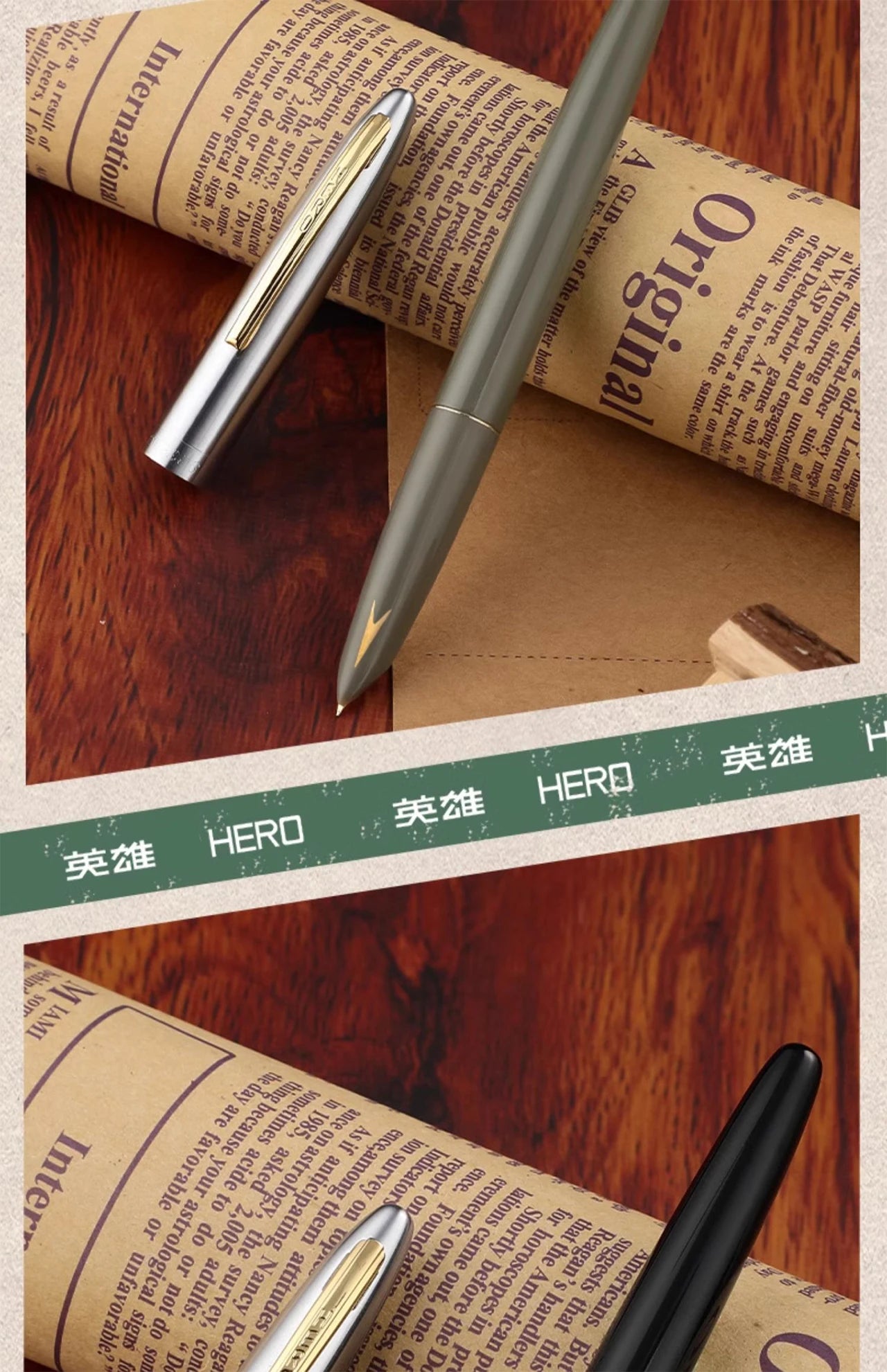Hero 616S Classic Retro Fountain Pen Dark Tip 0.5mm Iridium Gold Nib Business Office Gift Student School Stationery Supplies