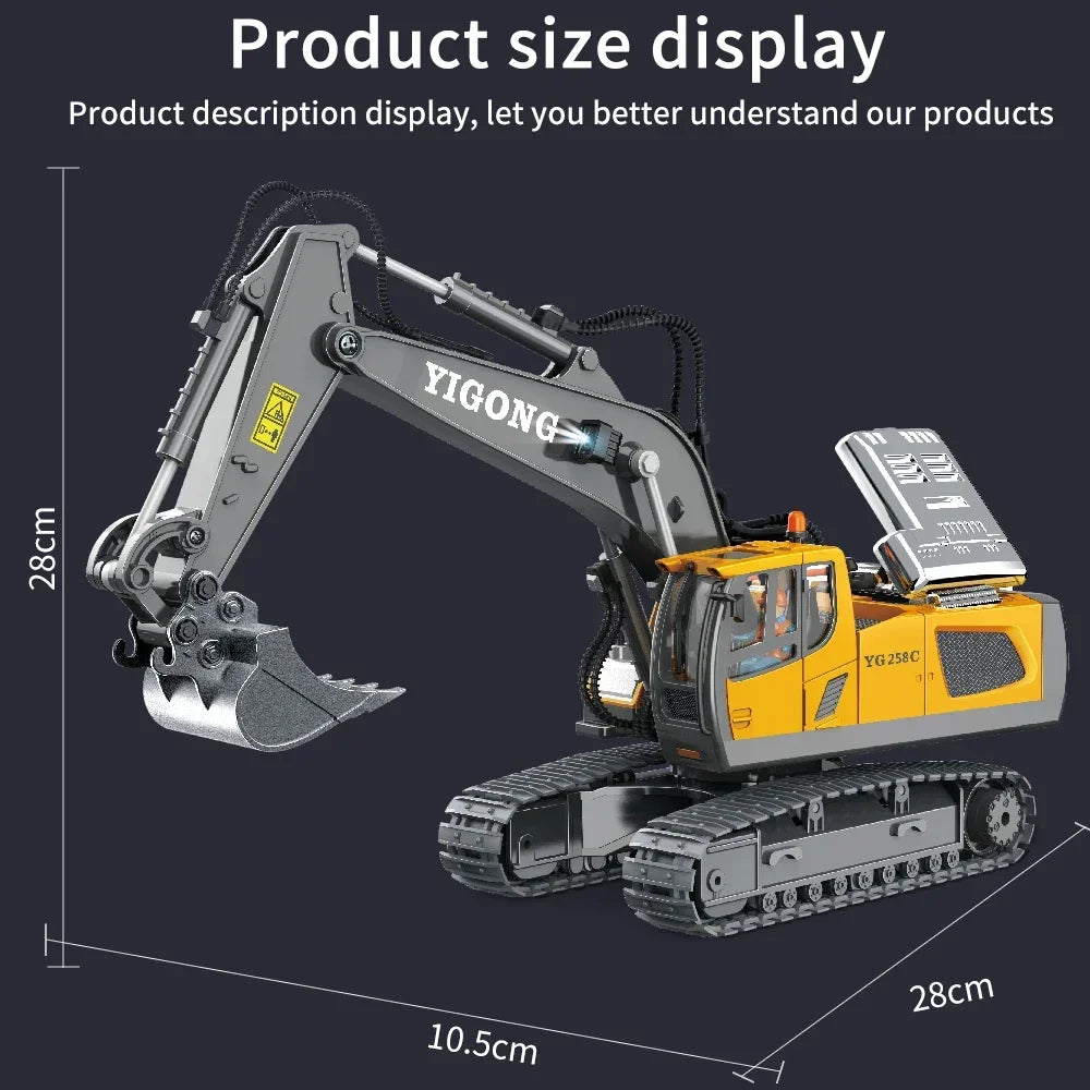 2.4G 11 Channels RC Excavator Dump Bulldozer Cart Trucks Bulldozer Alloy Vehicle  Remote Control Excavator Gift Toys for Boy