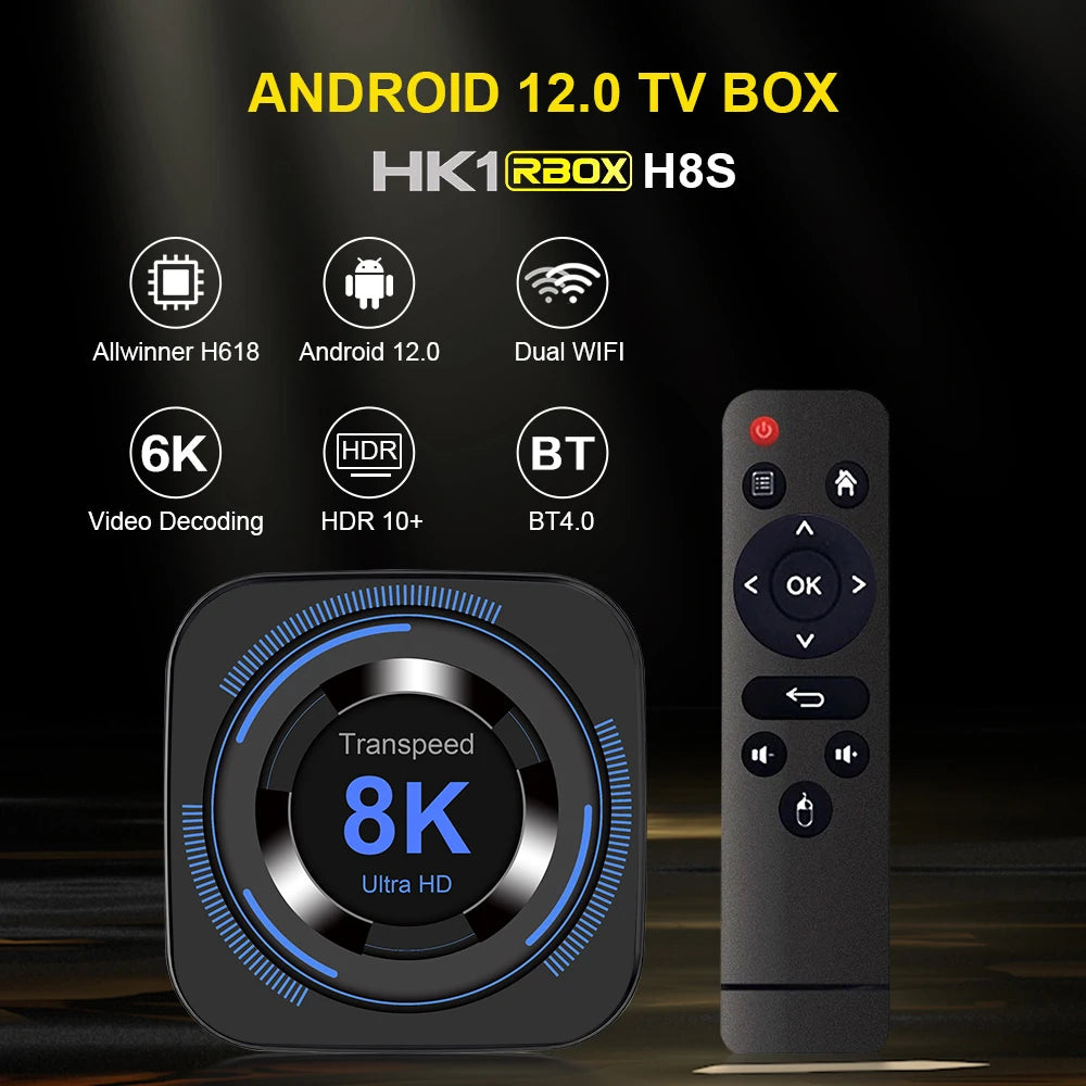 Transpeed Android 12 TV Box Allwinner H618 Dual Wifi 32G64G Quad Core Cortex A53 Support 8K 4K BT Voice Media Player Set Top Box