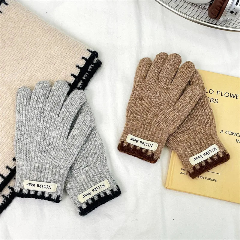 Kids Knitted Gloves 2-10 Years  Girls Winter Warm Five Finger Boys Fashion Icold Protection Ns Style Simple Children Students