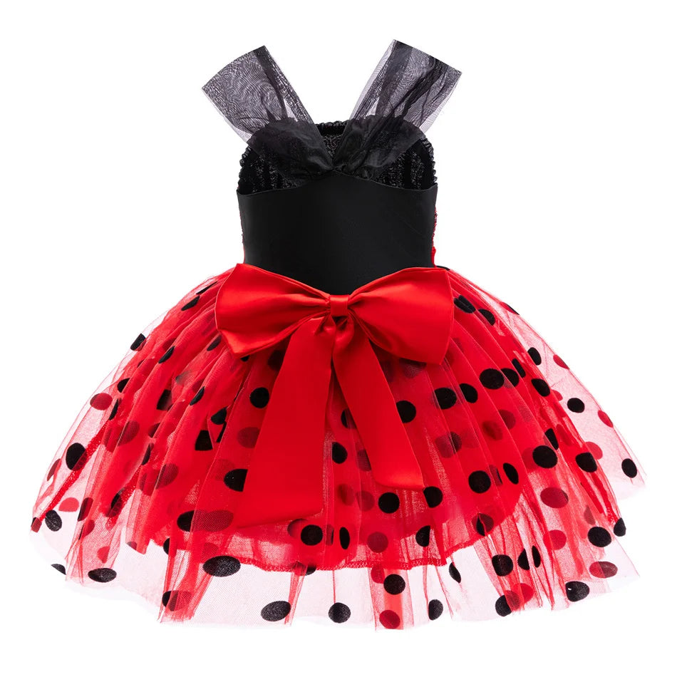 Children Ladybug Cosplay Costume Kid Marinette Halloween Outfit Christmas Fancy Party For Girl Red Dot Dress Suits Birthday Gift
