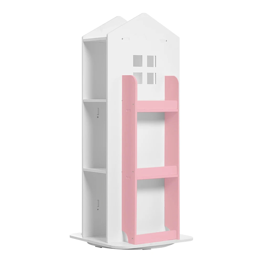 360° rotating bookshelf for children's room 3-layer house-shaped children's bookshelf floor-standing