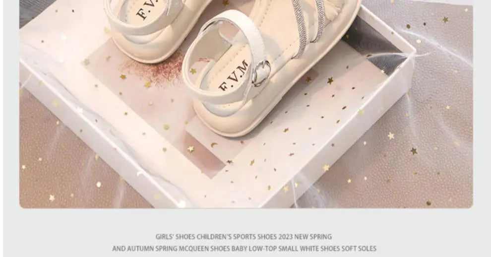 2026Summer Princess Girls Sandals Summer Children Beach Shoes Girls Open-toed Sandals Soft PU Leather Flat Kids Sandals For Girl