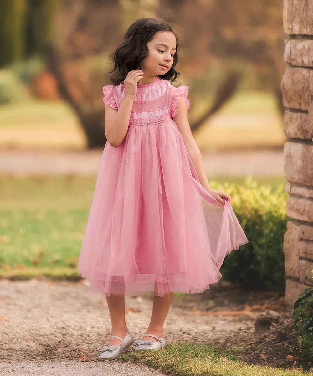 Bohemia Summer Dress For Girls Tulle Lace Sleeveless Princess Flower Girls Wedding Birthday Ball Gown Party Dresses Clothes