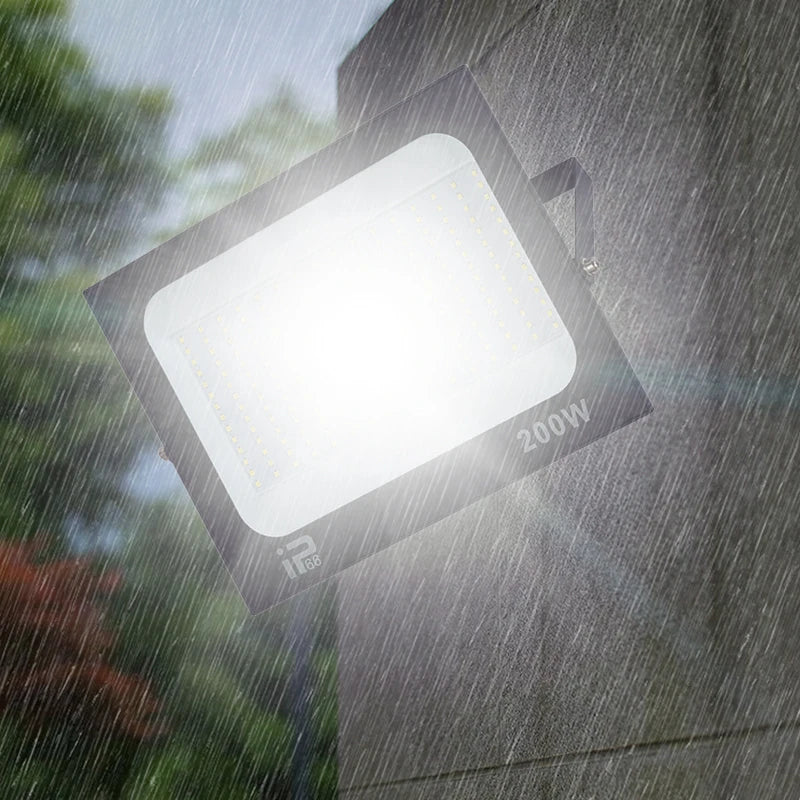 LED Flood Light Spotlight AC220V 100W 200W IP66 Waterproof LED Black Shell Garden Street Gate Wall Floodlights