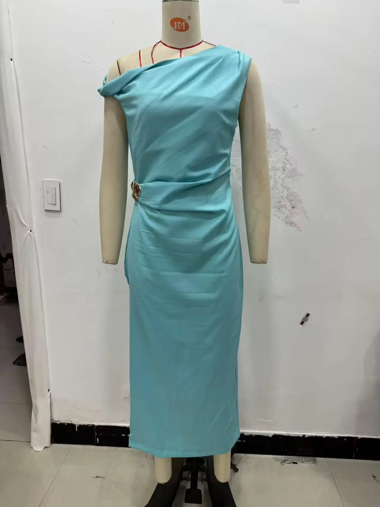 HH Woman's Summer Sexy Fashion Long Dress Solid Sleeveless Asymmetry Dresses Female Holiday Style Slit Slim Chic Dress