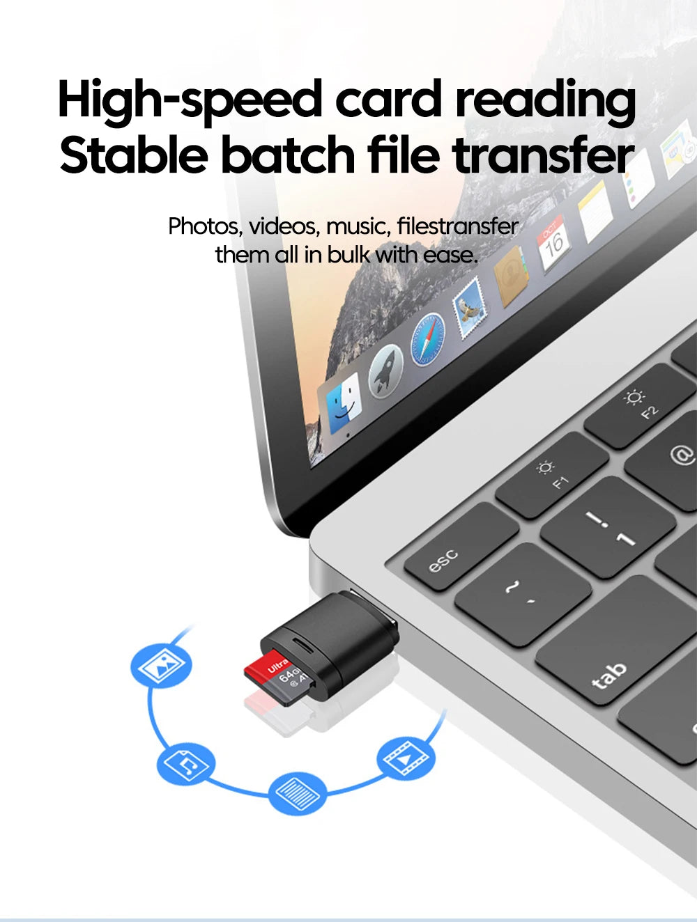 USB2.0 Mini Micro SD Card High Speed Memory Card Reader With TF Card Slot Max Compatible 2TB Portable Memory Card Reader Adapter