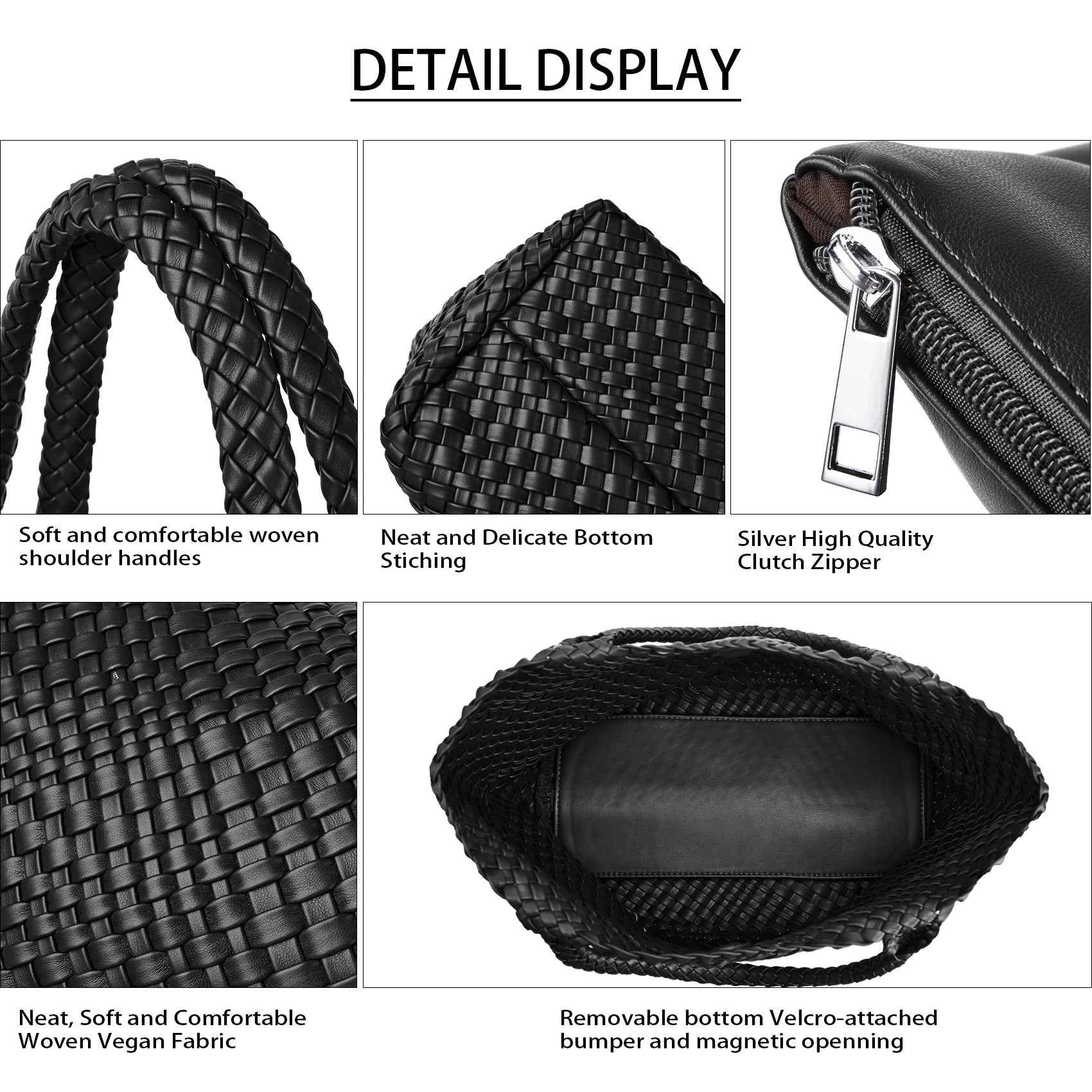 Woven Tote Bag Womens Purse Vegan Leather Shoulder Handbags - Fashion Summer Beach Tote Bags - Large Travel Totes