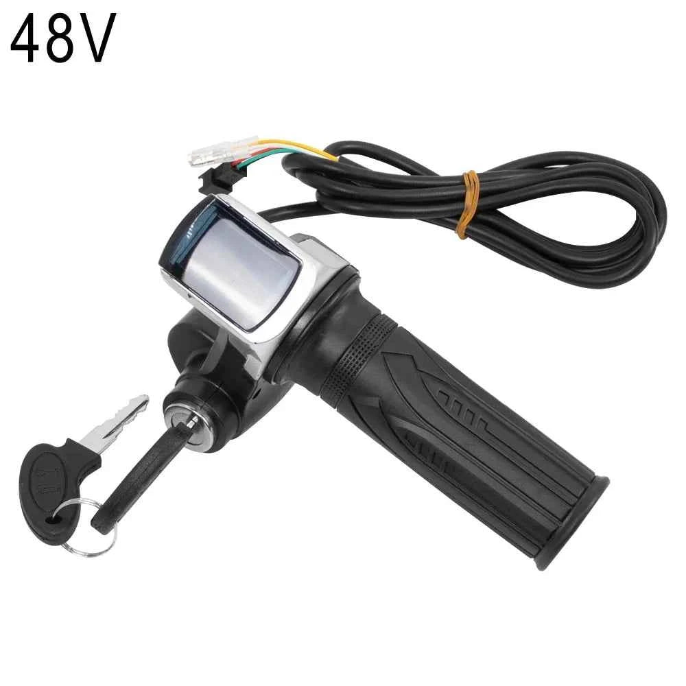 Throttle Grip E-bike Handlebar with Lock Ebike 36V 48V 60V Electric Bicycle Scooter Accelerator Power Indicator Key LED Display