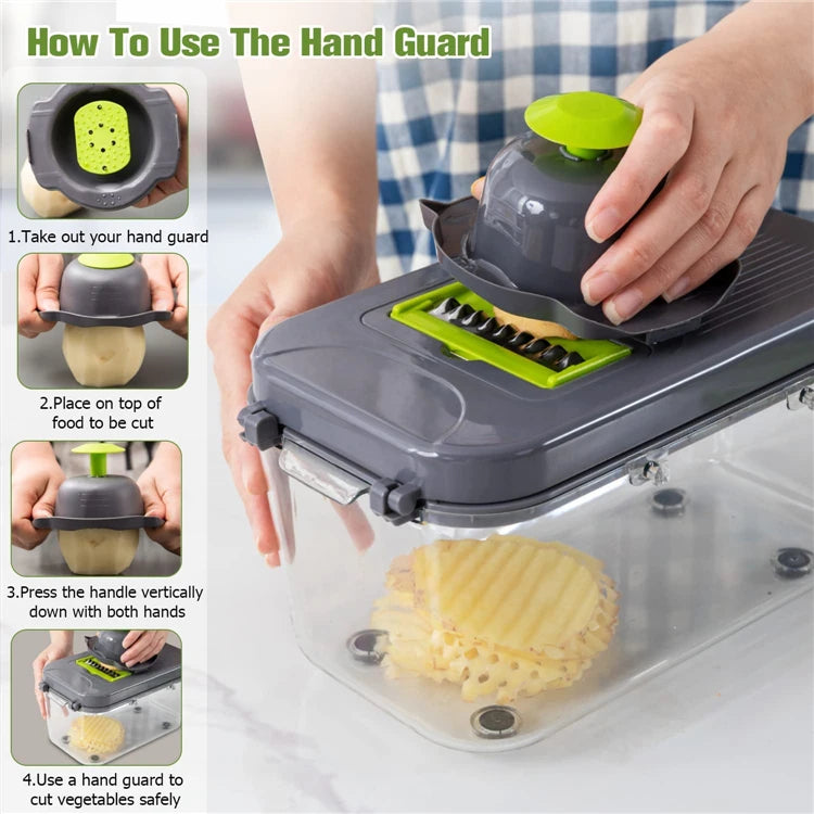 LMETJMA New 22 in 1 Vegetable Chopper Dicer Onion Chopper with 13 Blades and Container Veggie Mandoline for Potato Tomato KC0458