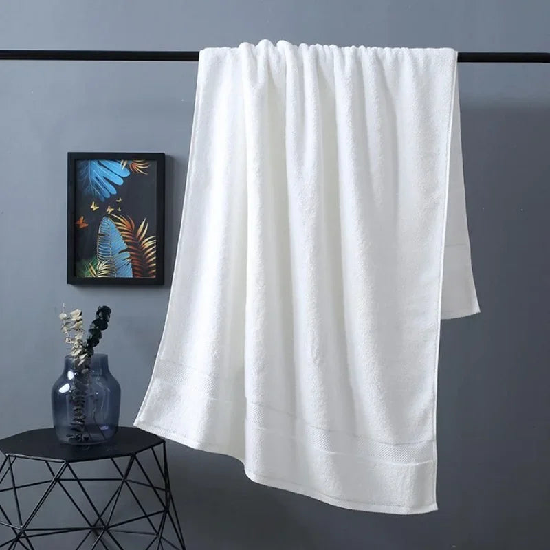 White Color 100% Cotton Bath Towel – Soft, Quick-Dry & Absorbent