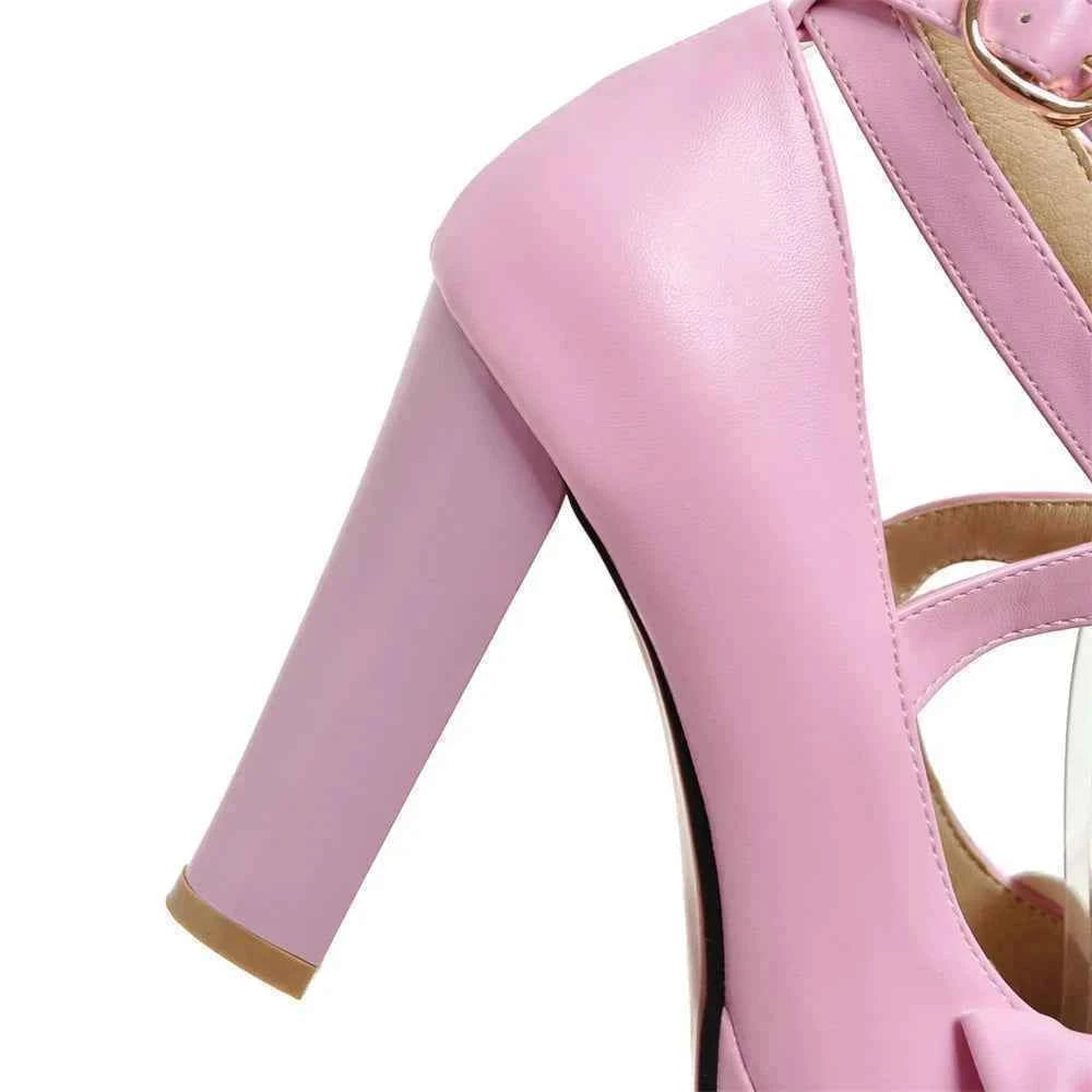 High Heels Women 2025 Trend Chunky Heels Platform Lolita Mary Jane Elegant Party Korean Shoes Dress White The Glossy Fashion
