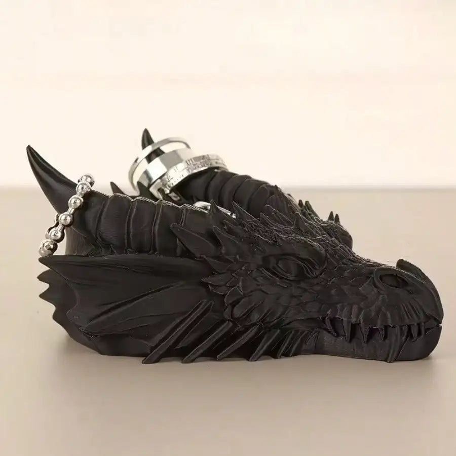 Dragon Head Resin Storage Tray Key Holder Jewelry Organizer Gothic Entryway Decor for Keys Coins Rings Gift for Dragon Lovers