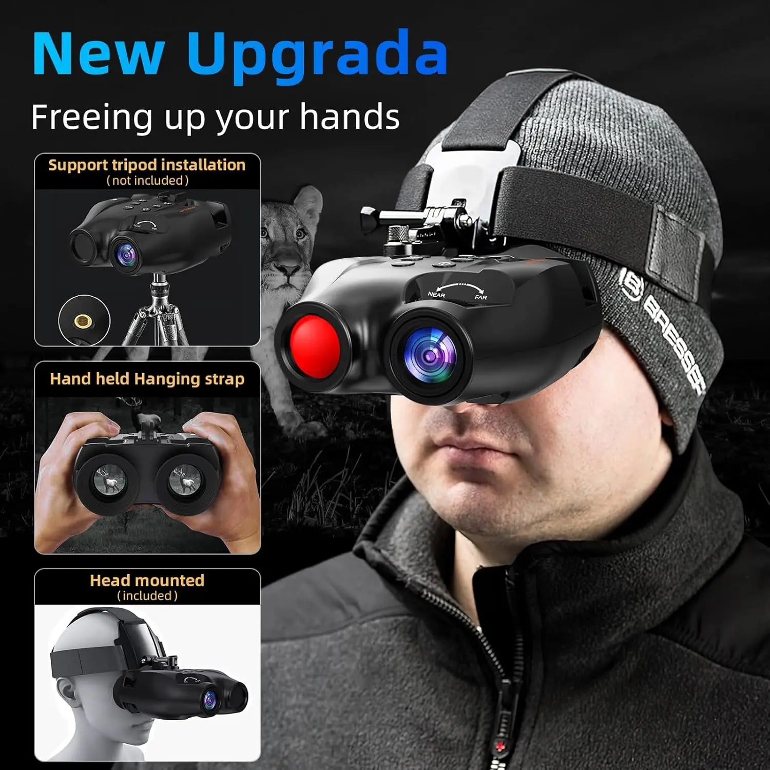 Night Vision Binoculars with Head Mount Goggles Telescope Infrared 300 Meters Darkness Goggles for Hunting Hunting Surveillance