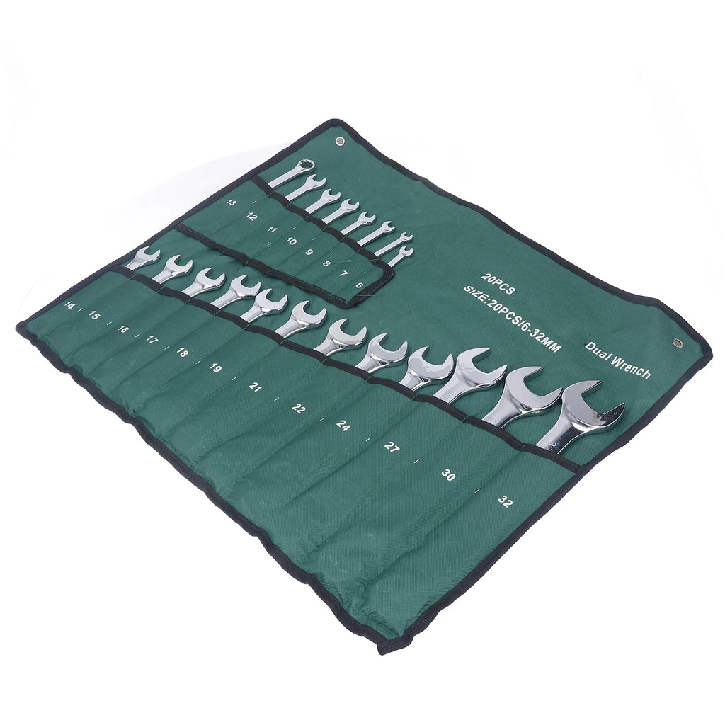 20Pcs Dual-head Combination Wrench Set Metric CRV Steel Spanner Chrome Plated Dual Wrenches Hand Tool 6-32mm