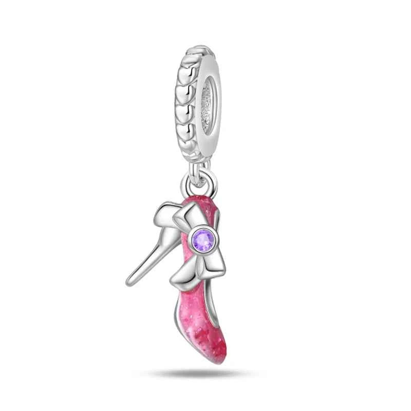 925 Silver Pink Princess Skirt Butterfly High Heels Fashion Bag Charms Beads Fit Pandach 925 Original Bracelets Fine DIY Jewelry