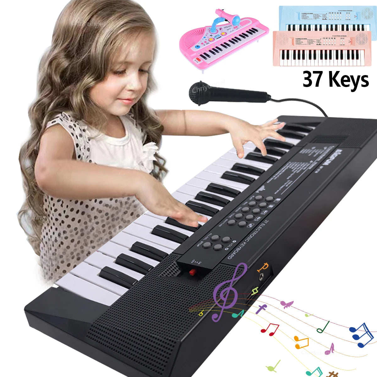 Chriyungel 37 Keys Kids Electronic Keyboard Piano with Microphone Musical Instrument Educational Toys Gift for Boy Girl Toddler