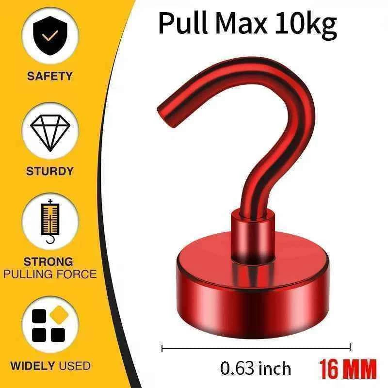 3/6Pcs Magnetic Hooks Heavy Duty, 25 LBS Strong Magnets with Metal Hooks for Refrigerator, Kitchen, Workplace