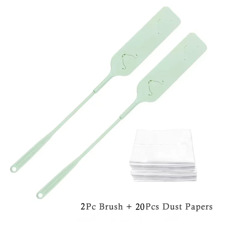 Green-2PCS Color Long Handle Gap Dust Cleaning Brush With Refills