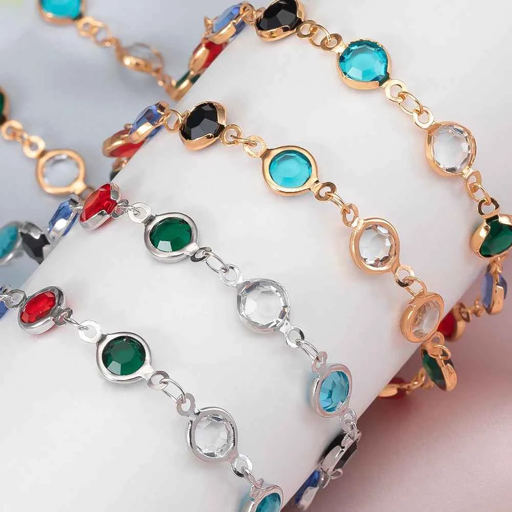 1 Meter/lot Irregular Stone Beads Copper Chain with 4MM Pearls Beads Links for DIY Jewelry Necklace Bracelet Pendant Accessories