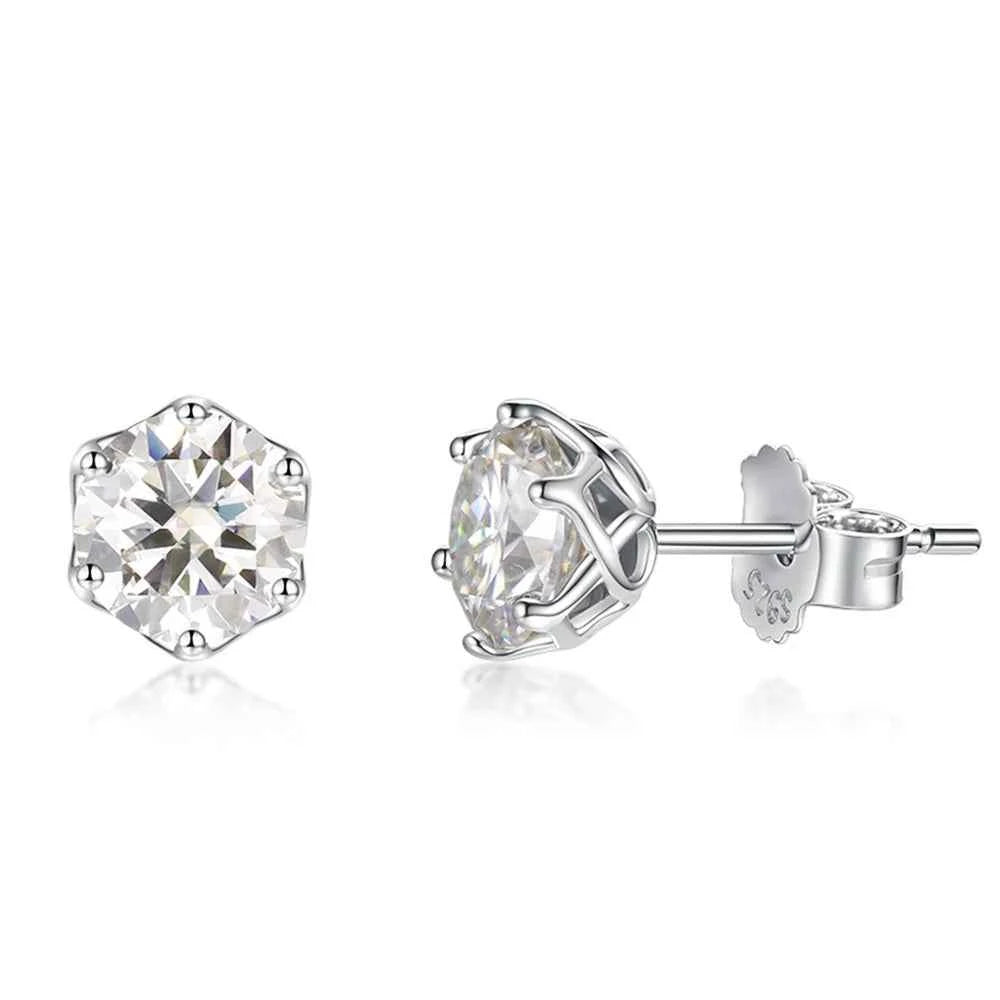 JoyceJelly 1/2/4CT VVS D Color Moissanite Russian Cut 8H8A Lab Diamond Stud Earrings For Women S925 Sterling Silver Fine Jewelry