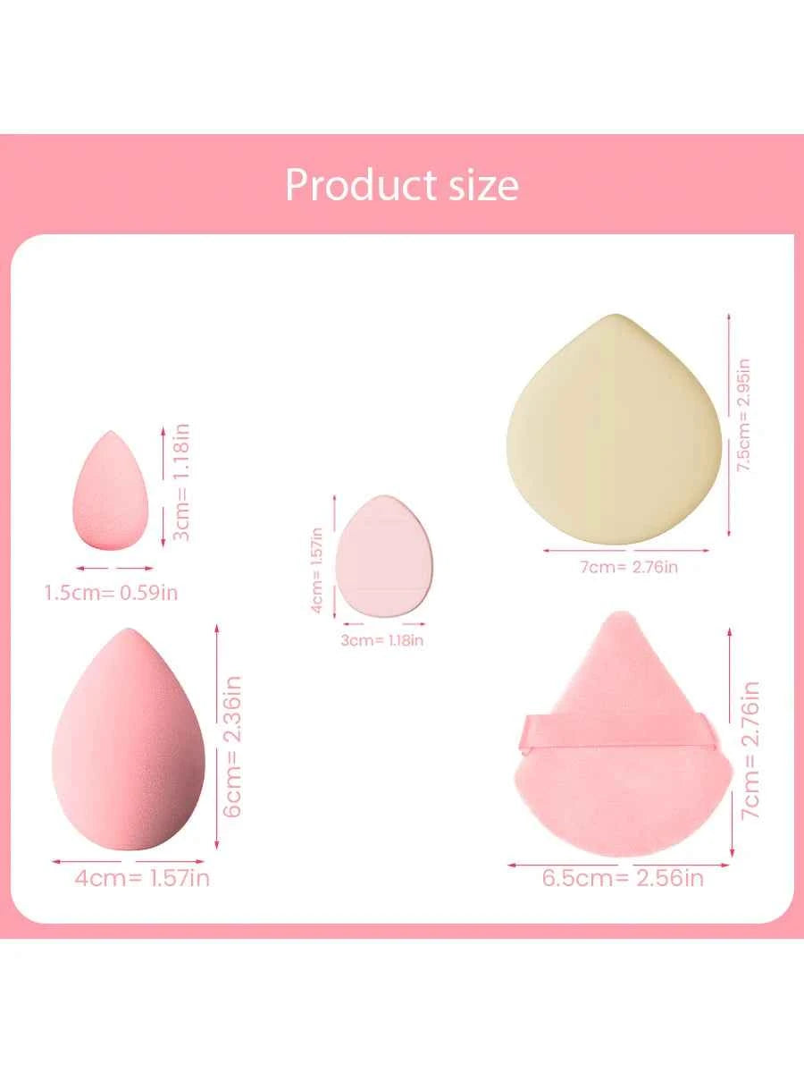 16 PCs Pink Makeup Sponge and Makeup Puff Set Suitable for Face Cream and Powder Concealer Powder Makeup Machine
