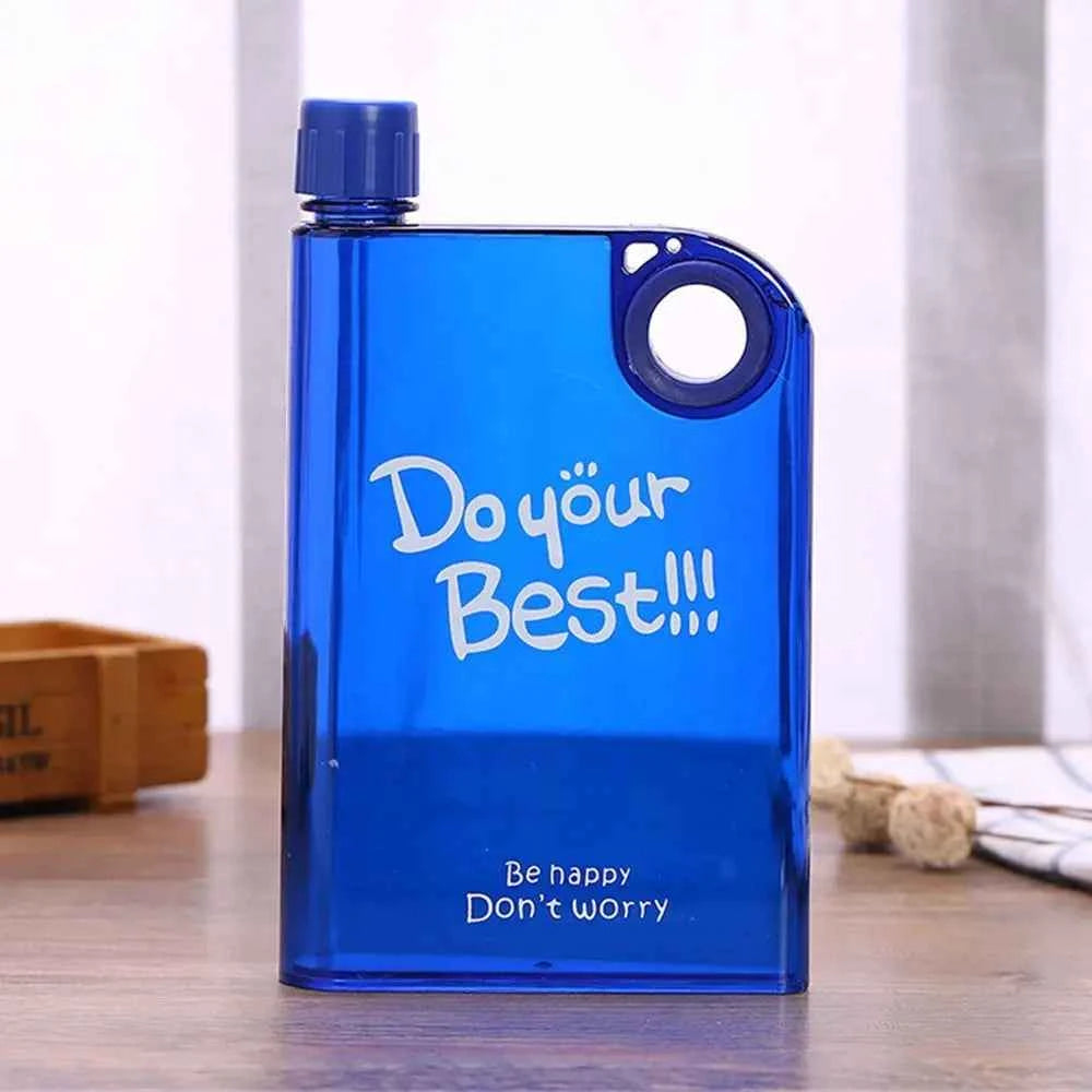 380ml Transparent Flat Water Bottle Plastic Travel Bicycle Drinking Juice Cup Reusable Portable Bottle BPA-free Sports Kettle