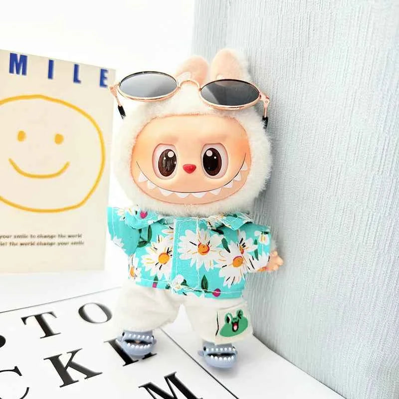 Swimsuit Beach Diving Surfboard for 15/17cm Labubu Glasses Swimming Circle for Labubu V1/V2/V3 Doll Clothes Outfit Accessories