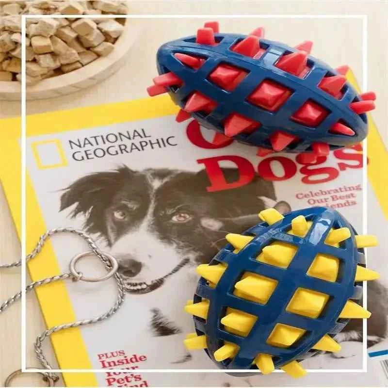 Rubber Rugby Dog Toy – Squeaky, Chew-Friendly Design