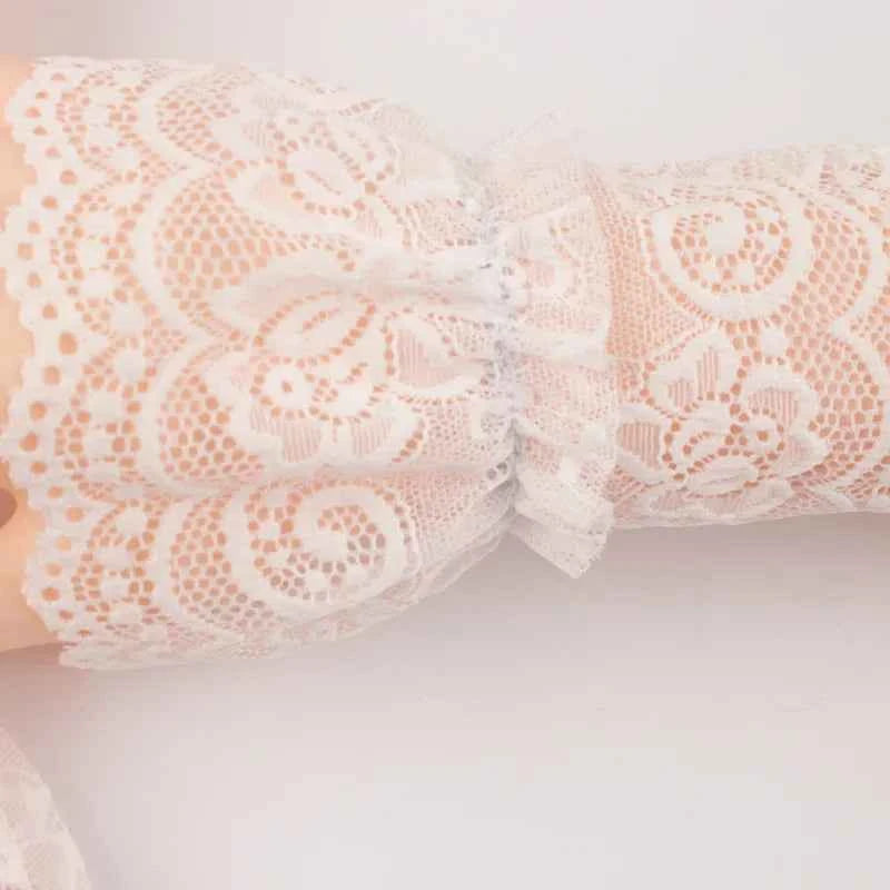 1Pair Detachable Fake Sleeves Spring Autumn Lace Ruffles Elbow Sleeve Cuff Sweater Decorative Sweet Female Transparent Cuffs