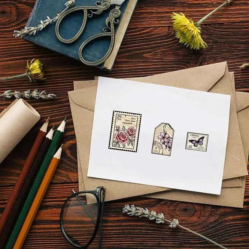 1pc Vintage Butterfly Text Clear Rubber Stamps for Journaling Card DIY Scrapbooking Photo Frame Album Decor 6.3 x 4.3inch