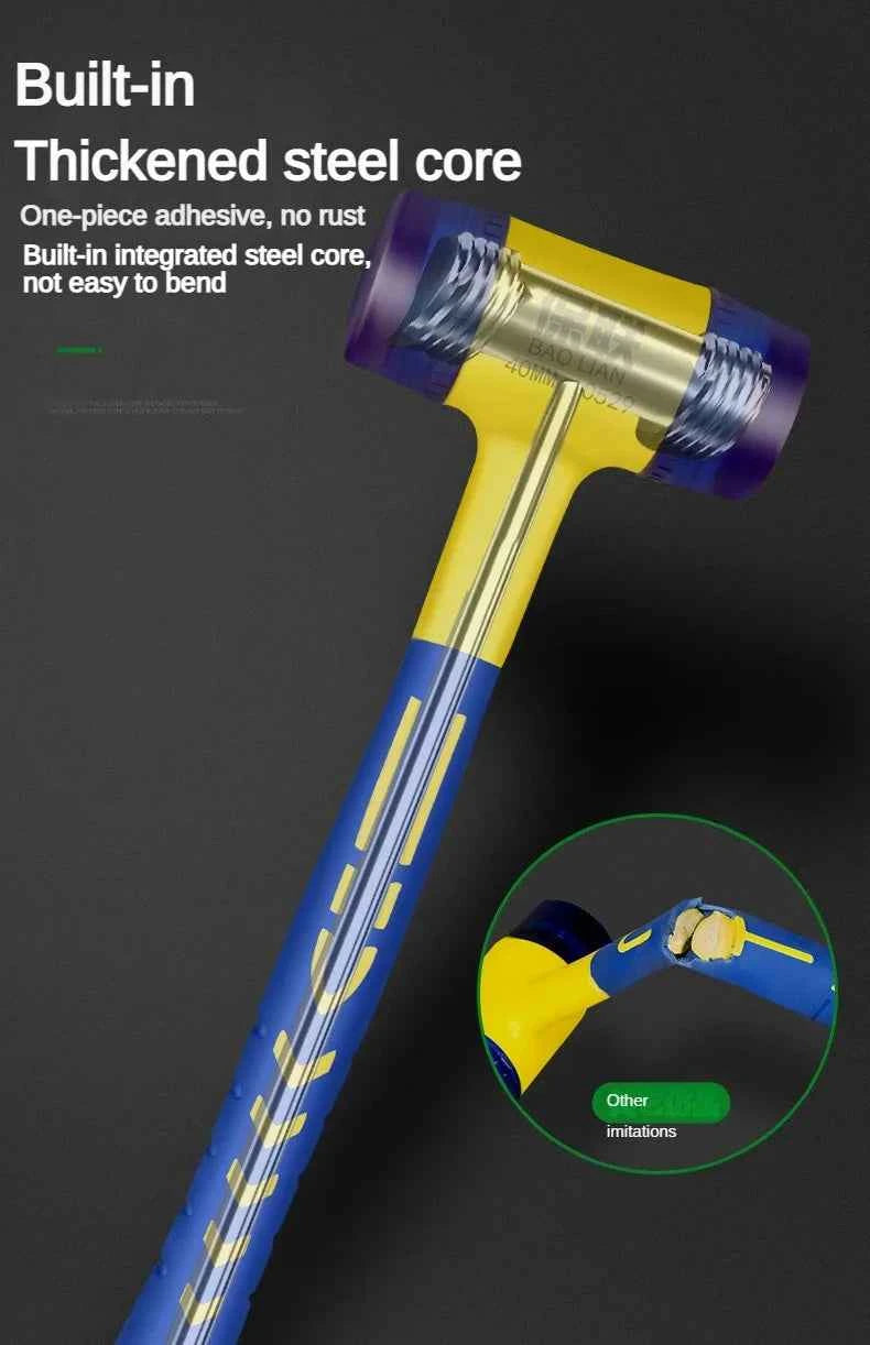 1 double headed installation hammer, 25mm to 45mm rubber hammer with rubber handle, detachable insulated installation hammer