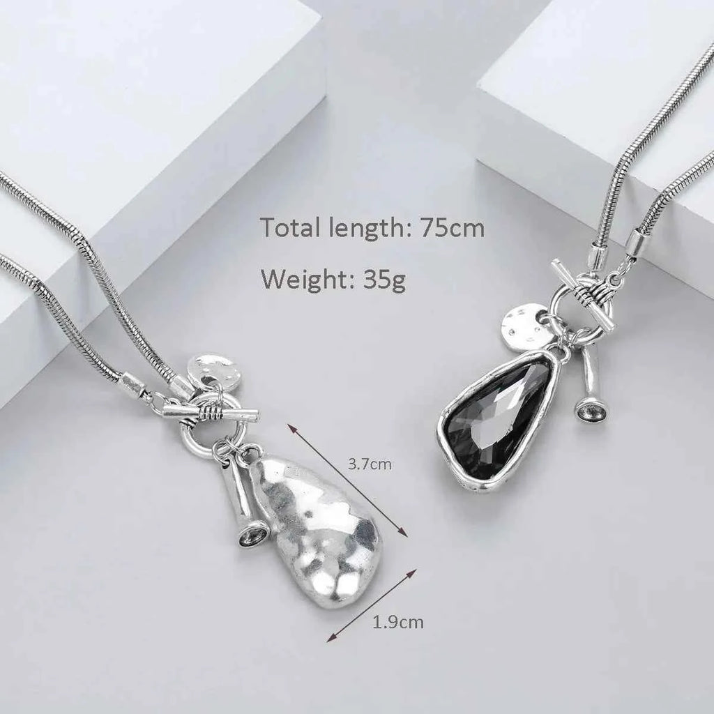 1 Simple And Personalized Long Heterosexual Oversized Irregular Crystal Talisman Sweater Chain Necklace