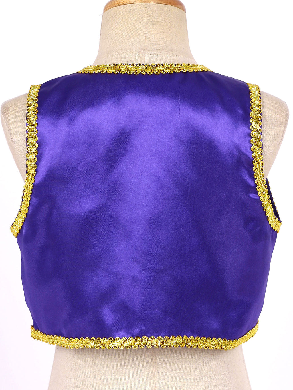 Children Boys Arabian Prince Costume Genies Vest Open Front Golden Genies Waistcoat for Party Halloween Cosplay Fancy Dress Up