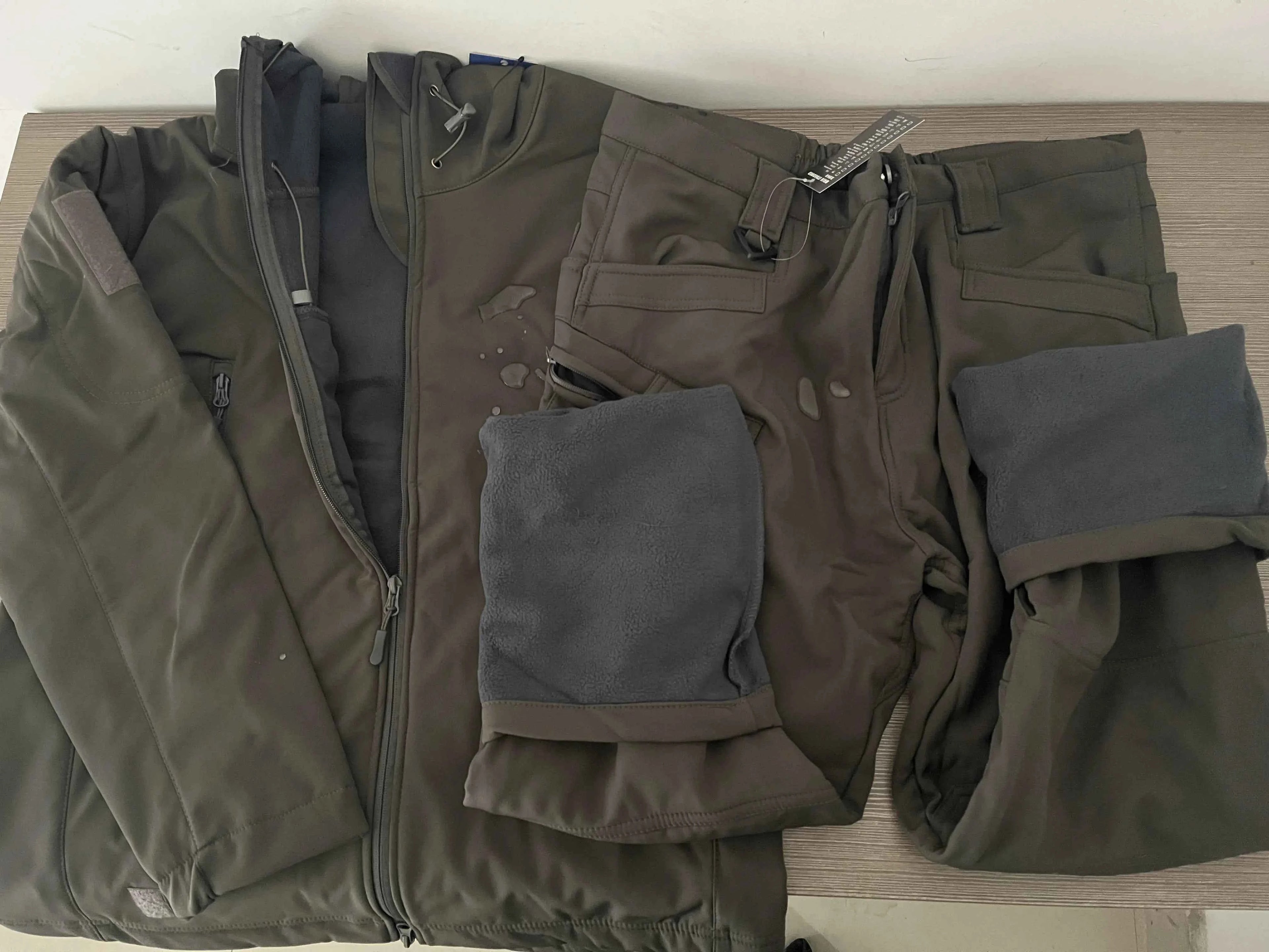 Winter Autumn Tactical Jackets Elastic Men Fleece Waterproof Suits Fishing Warm Hiking Camping Tracksuits Set Hood Coat S-5XL