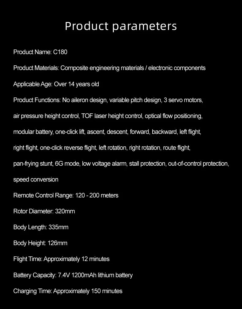 RC ERA C180 BO-105 2.4G 6CH Optical Flow Positioning TOF Altitude Hold Dual Brushless Motor 1:25 Scale Flybarless RC Helicopter