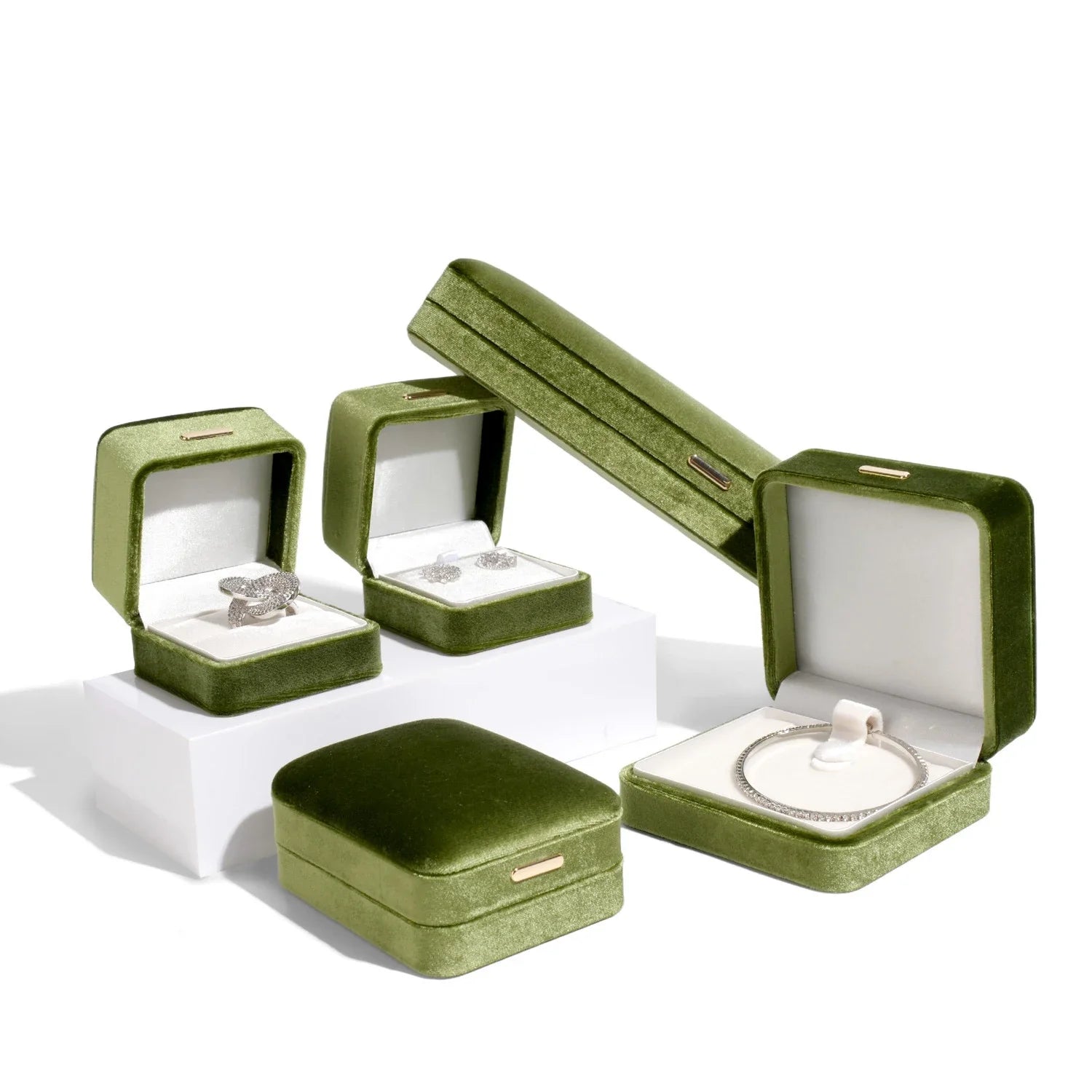 High Grade Retro Velvet Jewelry Organizer Box Ring Earrings Bracelet Necklace Storage Gift Jewelry Packaging Case