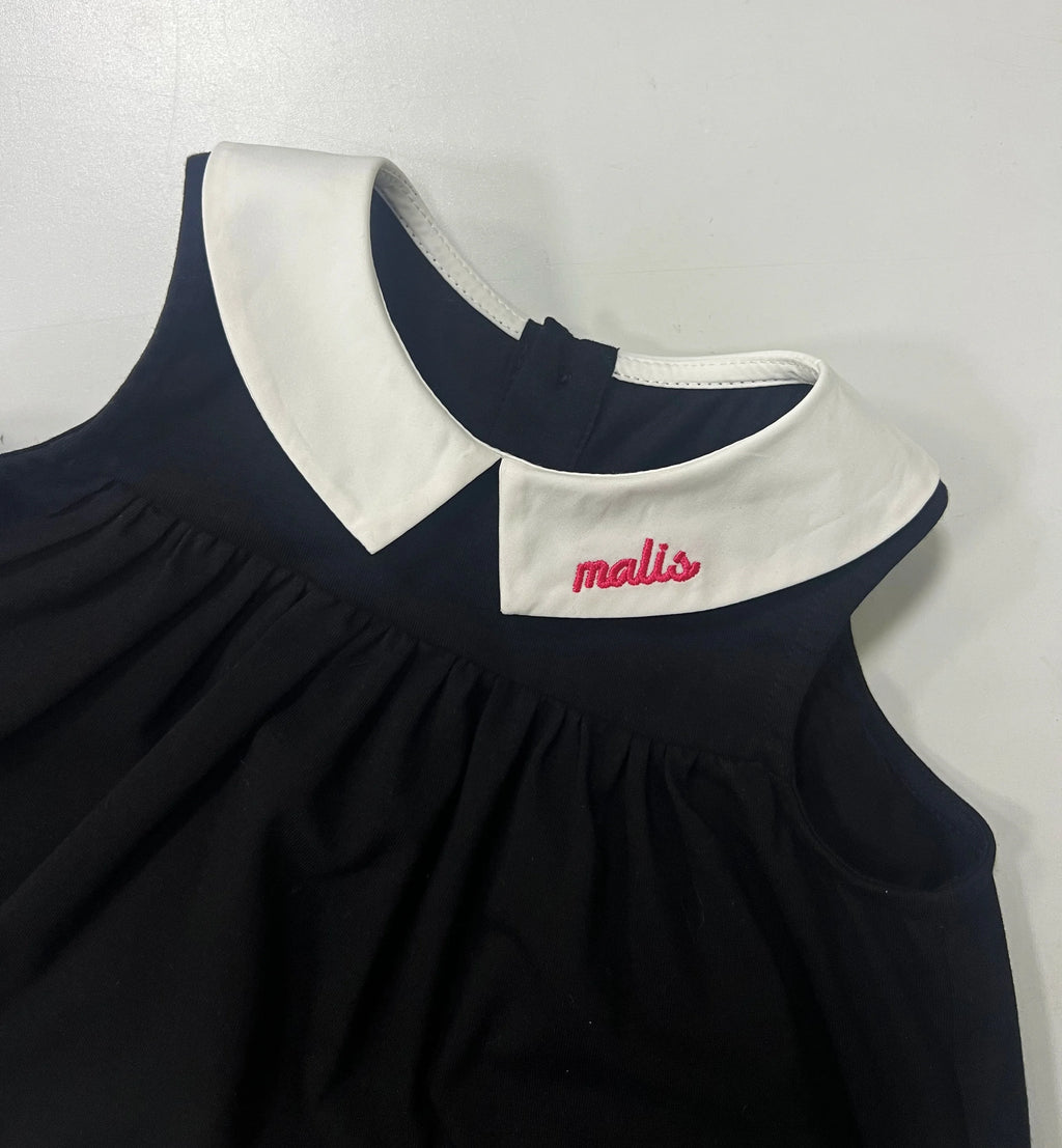 2026 Mali's SS Black Embroidery Pajamas Boutique Sleepwear Set Girl Dress Nightgown Baby Boy Sets Children Clothing