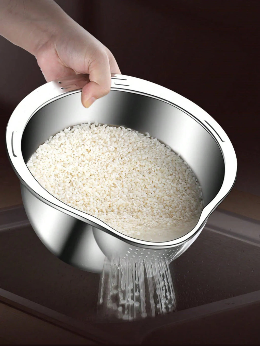 Rice Washer Strainer Bowl Stainless Steel Rice Washing Bowl Rice Sieve Colander Fruit And Vegetable Strainer Kitchen Tools