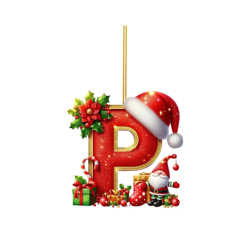 2D Home Decorations Ornaments 26 Letter Pendant For Christmas Tree Decor Christmas Ornaments Acrylic Flat Christmas Tree