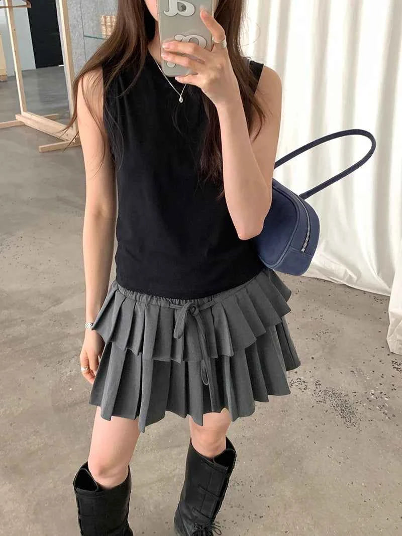 Spring women's casual solid color round neck slim fit vest