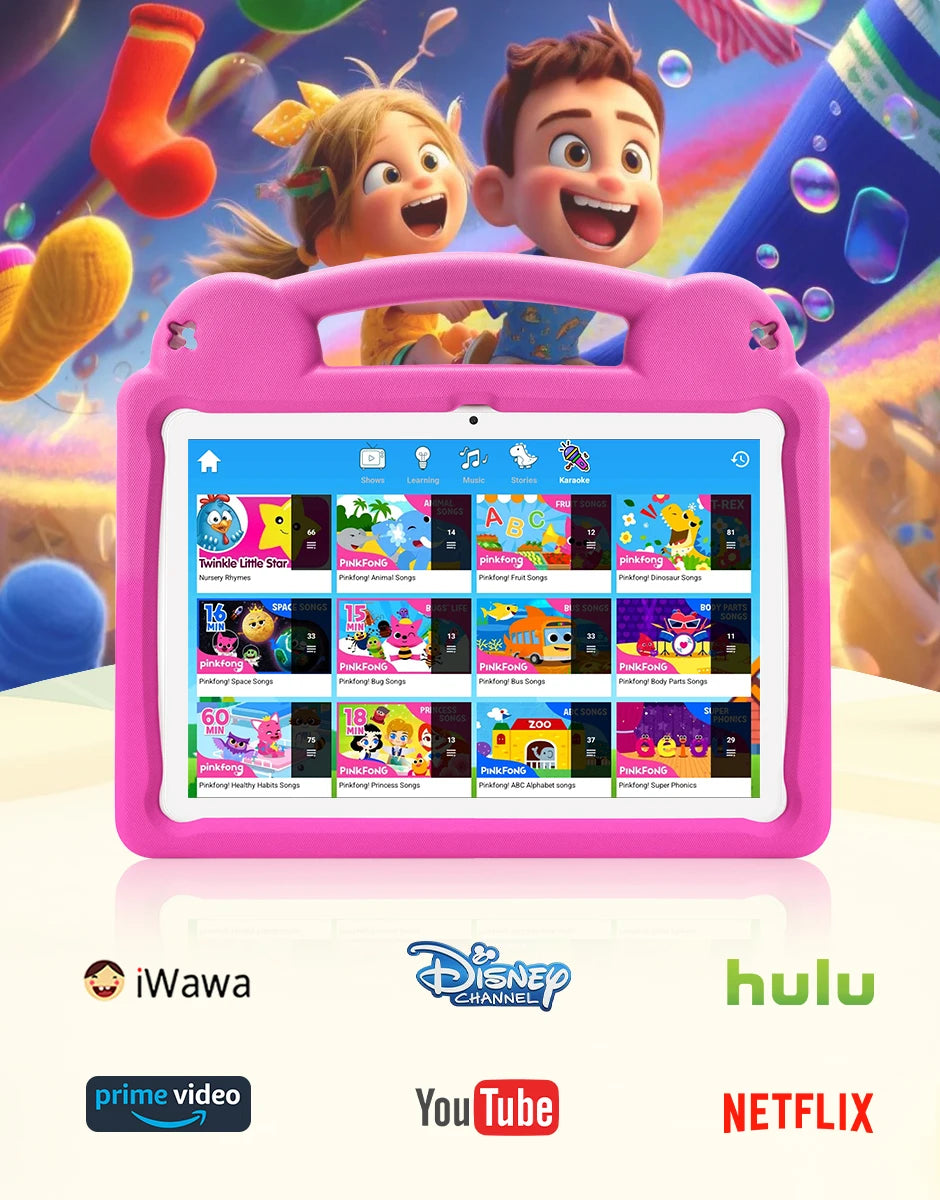 Kids Tablet Android 15 Tablet 10.1inch for Kids with Protective Case Octa-Core 8GB 64GB 1TB Expand Dual Camera Parental Control