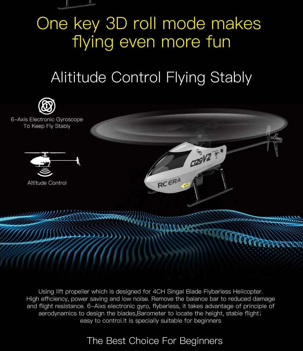 RC ERA C129V2 RTF RC Helicopter 2.4GHz 6-axis Gyroscope One Click 3D Flip Remote Control Aircraft Hobby Toys