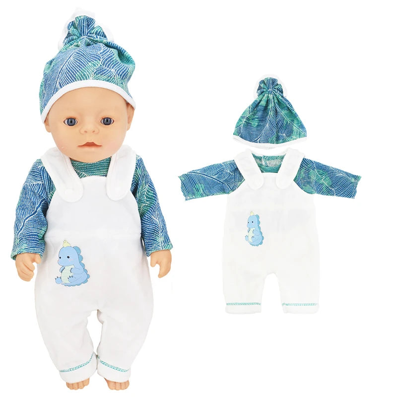 18 Inch Baby Doll Winter Clothes Set Crochet Sweater Scarf Hat Gloves New Year Apparel for 43 Cm Girl Dolls