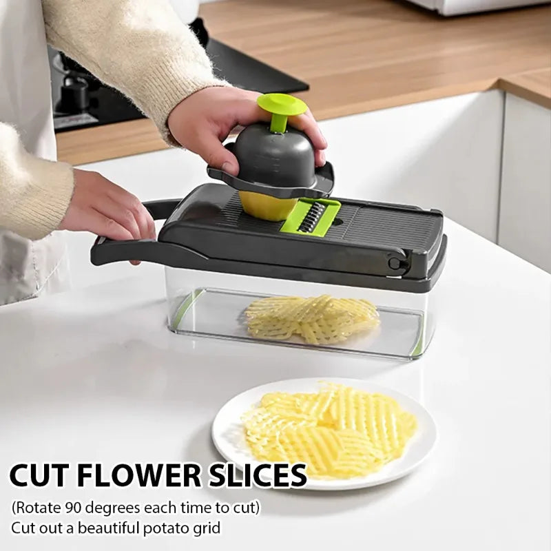 2026 Best-seller 16 IN 1 Multifunctional Vegetable Chopper Handle Food Grater Egg Liquid Separator Peeler Vegetable Slicer Dicer