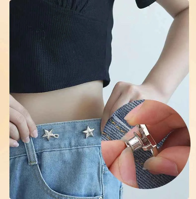 Mental Star Belt Adjustable Seamless Invisible Waistband Buckle Jeans Waist Tightening Tool Fashion Luxury Decoration Accessory