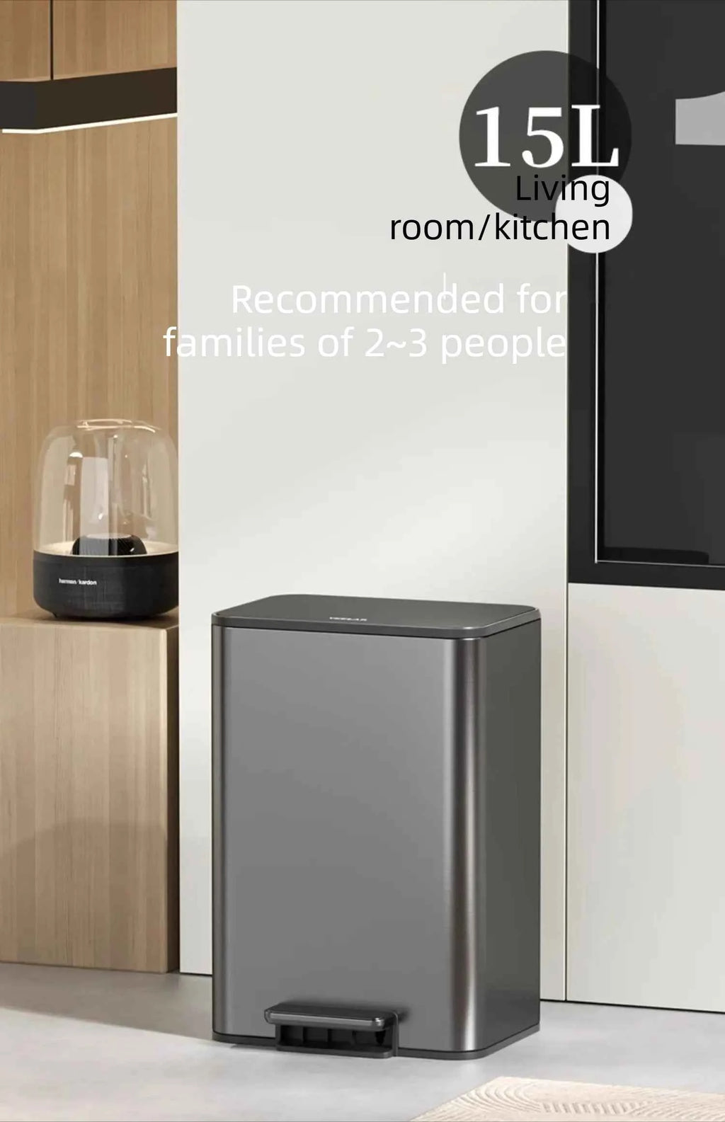 Kitchen Bin Large Large Capacity New Household Living Room Light Luxury High-grade Stainless Steel Italian Style Furniture