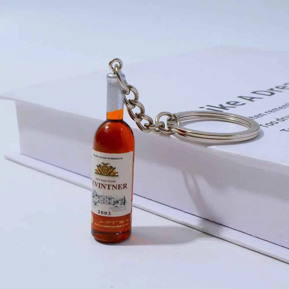 9 Style Wine Bottle Keychain Miniature Alcohol Keyring Cute Novelty Bag Charm Wine Lovers Gift Adult Party Favors Small Pendant