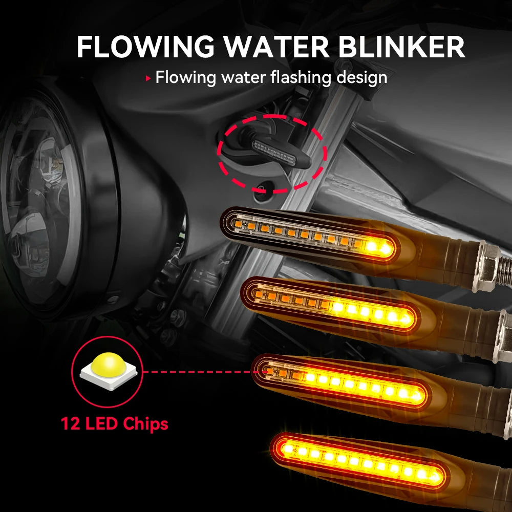 Motorcycle Led Turn Signals Directional Indicators Flashing Rear Tail Brake Flasher Light Stop Signal Light Motorcycle DRL Lamp