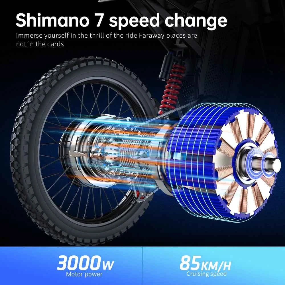 EKX X21 Max Electric Motorcycle EBIKE 3000W Brushless Gearless Motor, 60V 30Ah Battery, 85km/h, Adult Off-Road Ebike